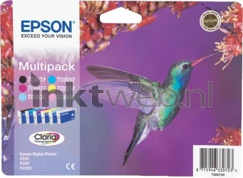 Epson T0807 multipack zwart en kleur Front box