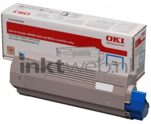 Oki C712 Toner cyaan Combined box and product