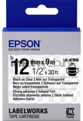 Epson  LK-4TBW zwart op transparant breedte 12 mm Front box