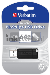 Verbatim PinStripe USB stick 64GB zwart Front box