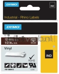 Dymo  1805412 wit op bruin breedte 12 mm Front box