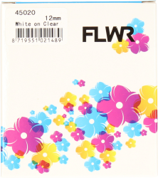FLWR Dymo  45020 wit op transparant breedte 12 mm Front box