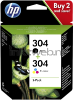 HP 304 Multipack (Opruiming 2 x 1-pack) zwart en kleur
