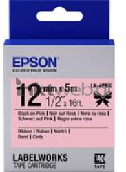 Epson  LK-4PBK zwart op roze breedte 12 mm Front box