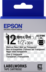 Epson  LC-4TBN9 zwart op transparant breedte 12 mm Front box
