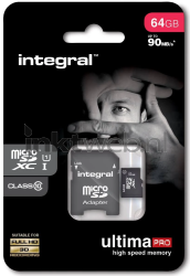 Integral UltimaPro 64GB, Micro SDHC Geheugenkaart zwart Combined box and product