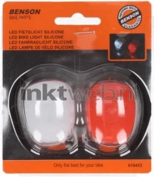 Benson 2 LED Fietslicht wit & rood incl. batterijen Combined box and product
