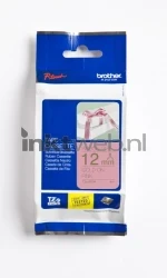 Brother  TZE-RE34 goud op roze breedte 12 mm Front box