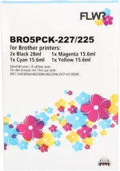 FLWR Brother LC-225 LC-227 Multipack zwart en kleur Front box