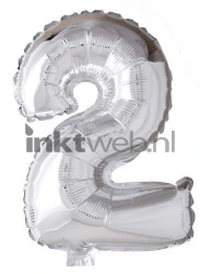 Haza Opblaas Cijfer 2, 40cm zilver Product only