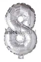 Haza Opblaas Cijfer 8, 40cm zilver Product only