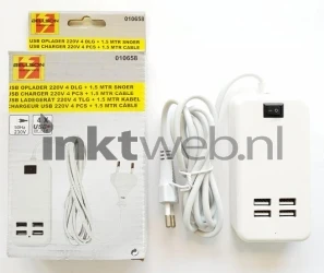 Bellson USB lader 4 poorten 220V 1,5 m wit Combined box and product