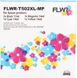 FLWR Epson 502XL Multipack zwart en kleur Front box