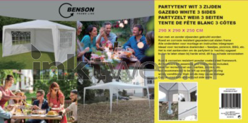 Benson Partytent 3 zijden 290x290x250cm. Wit Front box