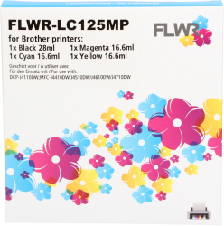 FLWR Brother LC-125XL - LC-127XL 4-pack zwart en kleur Front box