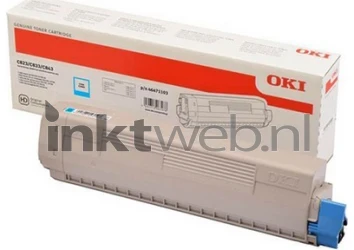 Oki C824 Toner cyaan Combined box and product