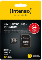 Intenso UHS-I micro SDXC kaart 64GB Front box