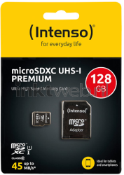 Intenso UHS-I micro SDXC kaart 128GB Front box