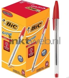 BIC Balpen Cristal medium 50-pack rood Combined box and product