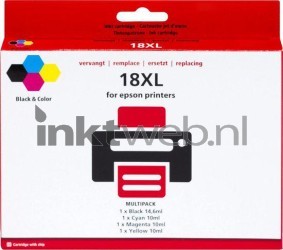 Huismerk Epson Epson 18XL 4-Pack zwart en kleur Front box