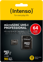 Intenso Micro SDHC kaart UHS-I 64GB Front box