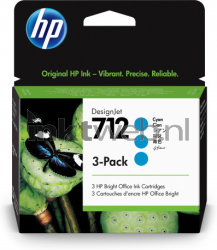 HP 712 3-pack cyaan Front box