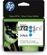 HP 712 3-pack cyaan