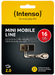 Intenso Mini Mobile Line USB-stick 16GB zwart Front box