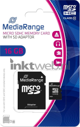MediaRange microSDHC geheugenkaart 16GB met adapter Front box