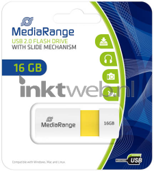 MediaRange USB flash drive 16GB color edition geel Front box