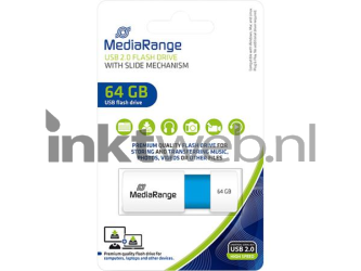 MediaRange USB flash drive 64GB color edition licht blauw Front box