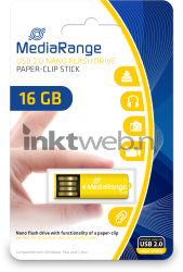 MediaRange USB nano flash drive 16GB paper-clip stick Front box