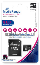 MediaRange microSDHC geheugenkaart 8GB met adapter Front box