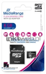 MediaRange microSDHC geheugenkaart 8GB met adapter Front box