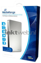 MediaRange Externe harde schijf 1TB, USB 3.0 zilver Front box