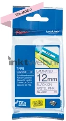 Brother  TZe-MQE31 zwart op roze breedte 12 mm Front box