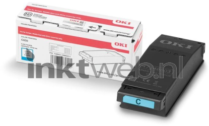 Oki C650 toner cyaan Combined box and product
