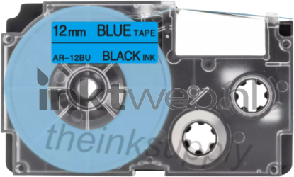 Huismerk Casio  XR-12BU zwart op blauw breedte 12 mm Product only