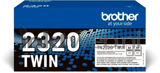 Brother TN-2320 twinpack zwart Front box