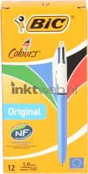 BIC balpen 4 kleuren medium 1 mm 12-pack blauw Front box