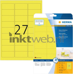 Herma 5140 Permanente papieretiket 63,5 x 29,6mm neon kleur Product only