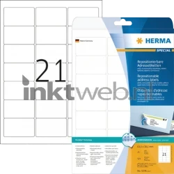 Herma 5074 Verwijderbare Papieretiket 63,5 x 38,1mm wit Product only