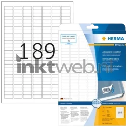 Herma 10001 Premium Verwijderbare Papieretiket 25,4 x 10mm wit Product only