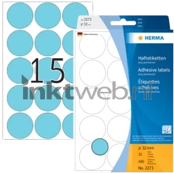 Herma 2273 Permanente papieretiket 32mm rond blauw Product only