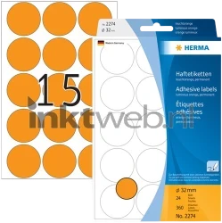 Herma 2274 Permanente papieretiket 32mm rond oranje Product only