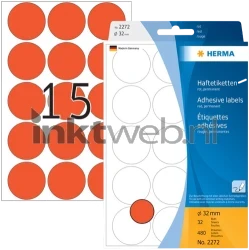 Herma 2272 Permanente papieretiket 32mm rond rood Product only