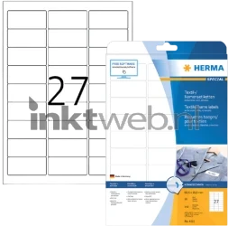 Herma 4511 Verwijderbare textiele naametiket 63,5 x 29,6mm wit Product only