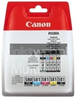 Canon 580XL / 581 Multipack (Opruiming 5 x 1-pack los) zwart en kleur