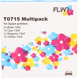 FLWR Epson T0715 Multipack zwart en kleur Front box