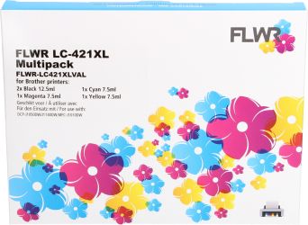 FLWR Brother LC-421XL Multipack zwart en kleur Front box